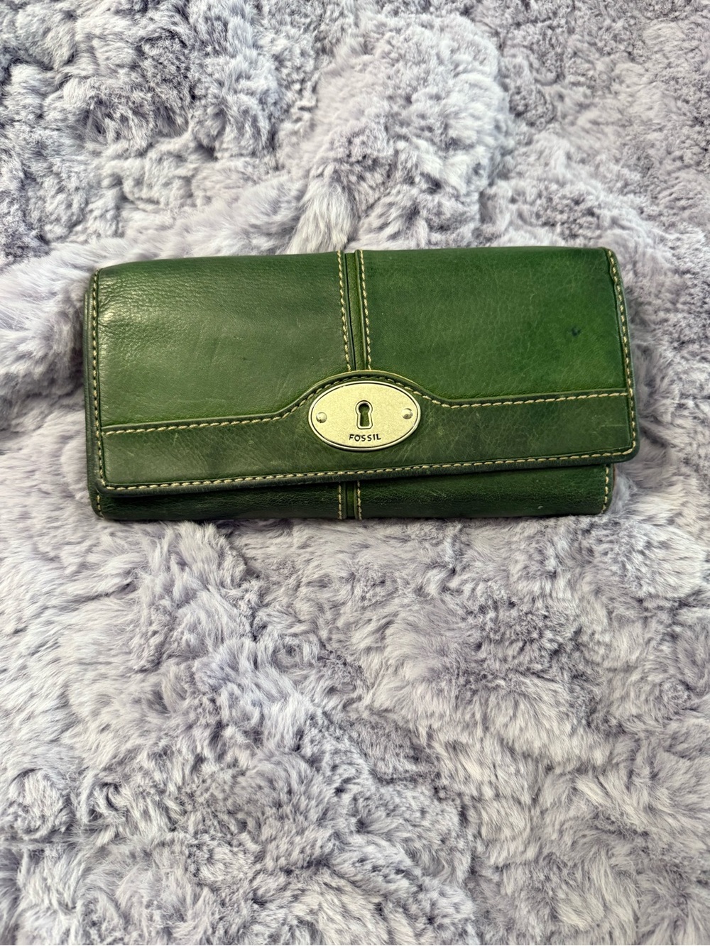 Fossil Green Leather Turn-Lock Wallet